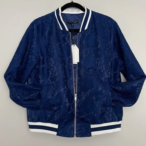 English Factory Bomber Varsity Lace Shell Jacket Womens Sz M NWT* - Picture 4 of 14